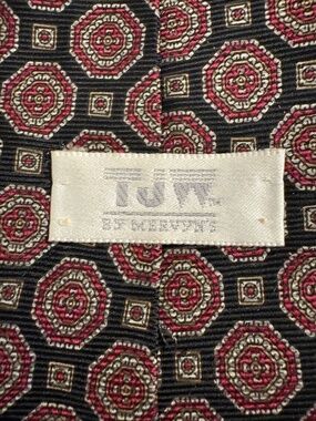 Vintage TJW Mervyn's Geometric Foulard Necktie Burgundy Gold